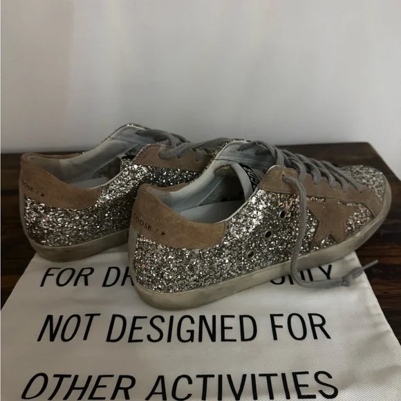 Golden Goose Silver Glitter Athletic Shoes Size 8.5-9 - Picture 3 of 5